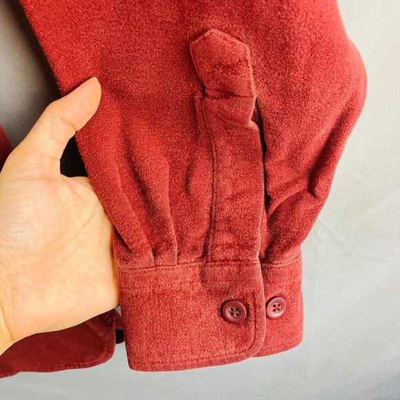 LL Bean Shirt Mens XL Tall Red Long Sleeve Button Down Shacket Vintage Autumn - Picture 5 of 8